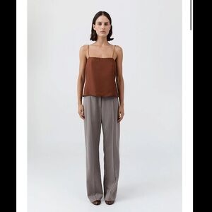 St Agni 90s Silk Twill Cami in Brick Brown XS